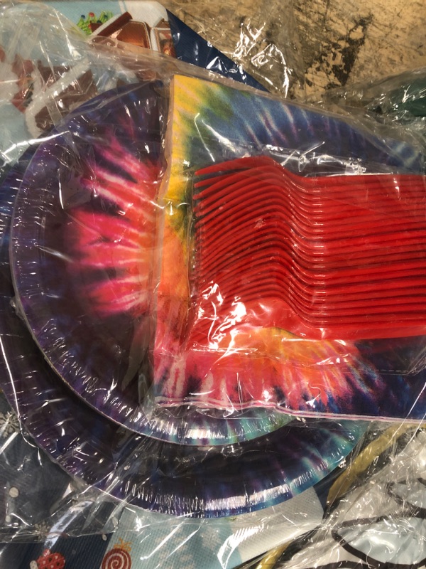 Photo 2 of 96Pcs tie dye Paper Plates and Napkins - tie dye Party Decoration Supplies Serve 24 Guests