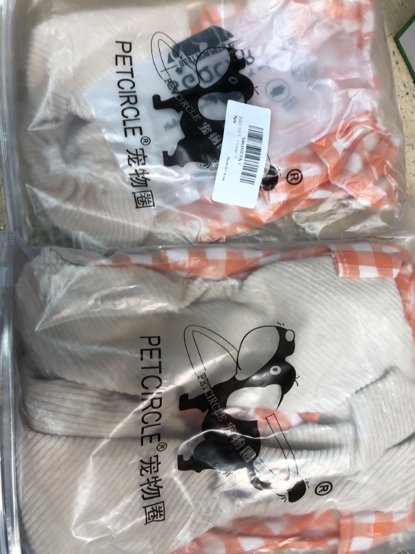 Photo 1 of 2 SGQCAR Dog Overalls Plaid Puppy Clothes Dog Jumpsuits for Small Dogs Happy Pet Costume Adorable Cat Outfit Teddy Yorkies Orange S Orange Small