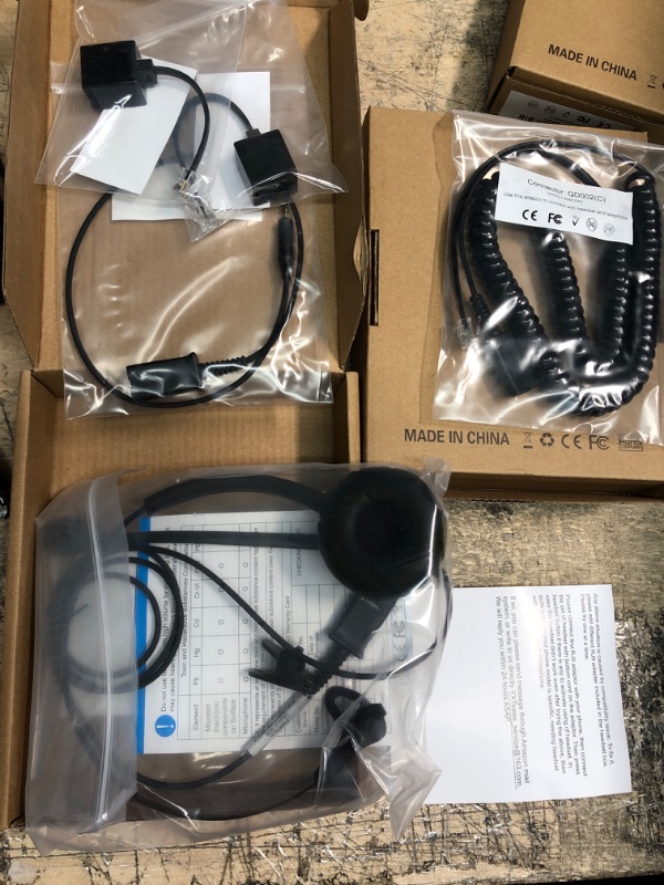 Photo 2 of Telephone Headset w/ RJ9 Quick Disconnect Cable for Cisco Plantronics Avaya Siemens Nortel Panasonic IP Phone Deskphone Landline Phone for Call Center Office with 3.5mm Audio Jack for Cell Phone & PC 510S Single Ear