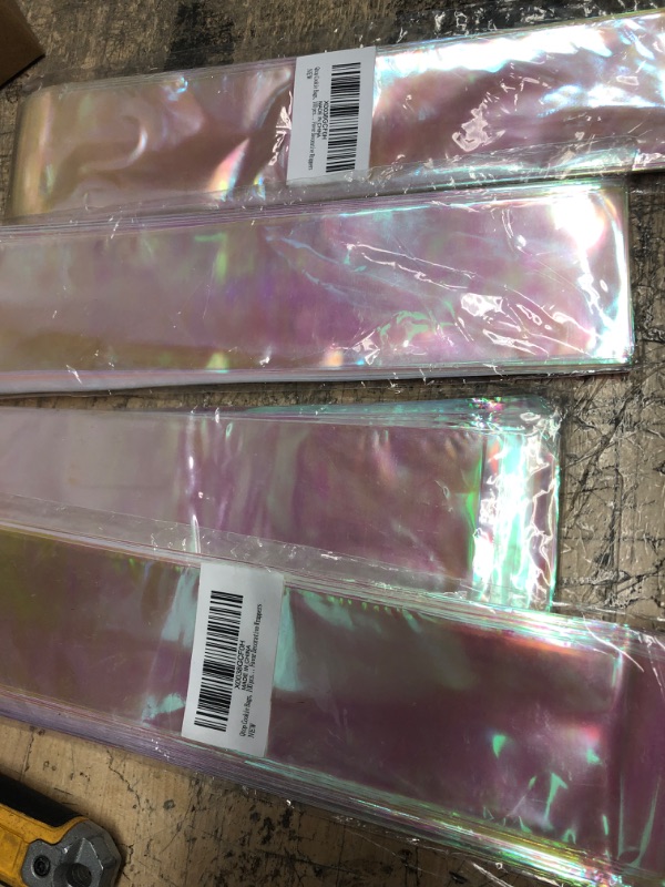 Photo 2 of 4 QTOP Cookie Bags 100 pcs Candy Bags Iridescent Holographic Clear Plastic Bags 1.57 mils Thick Self Sealing OPP Cello Bags for Bakery Cookies Goodies Favor Decorative Wrappers (2.5x11 inches)