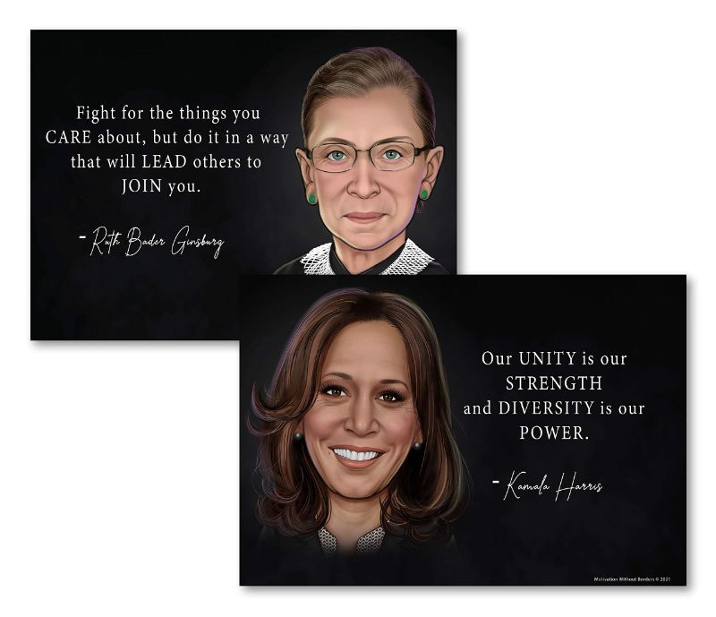 Photo 1 of 2 Ruth Bader Ginsburg & Kamala Harris | Motivational Poster | 13" x 18" Non-Laminated (2 Pack) | Classroom or Home | Inspirational Women