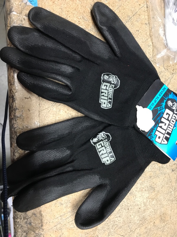 Photo 2 of GORILLA GRIP Grey Slip Resistant All Purpose Work Gloves Black X-large-1 Pair