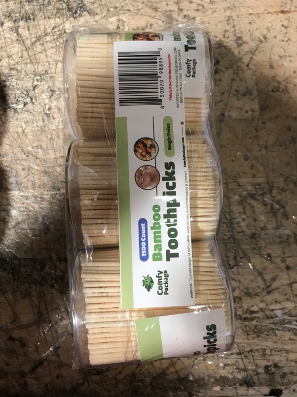Photo 1 of [1500 Count] Bamboo Wooden Toothpicks Wood Round Single-Point Tooth Picks Toothpicks- 1500