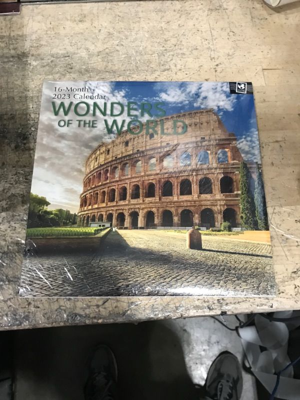 Photo 1 of 2023 Square Wall Calendar, Wonders of the World, 16-Month Passport Collection Theme with 180 Reminder Stickers (12x12 In)