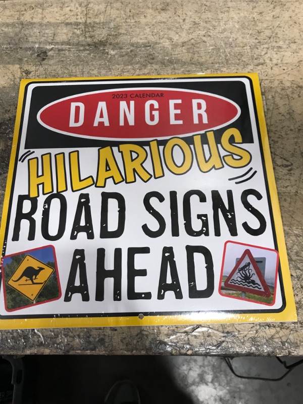 Photo 2 of 2023 Square Wall Calendar, Danger! Hilarious Road Signs Ahead, 16-Month Funny Corner Theme with 180 Reminder Stickers (12 x 12 In)