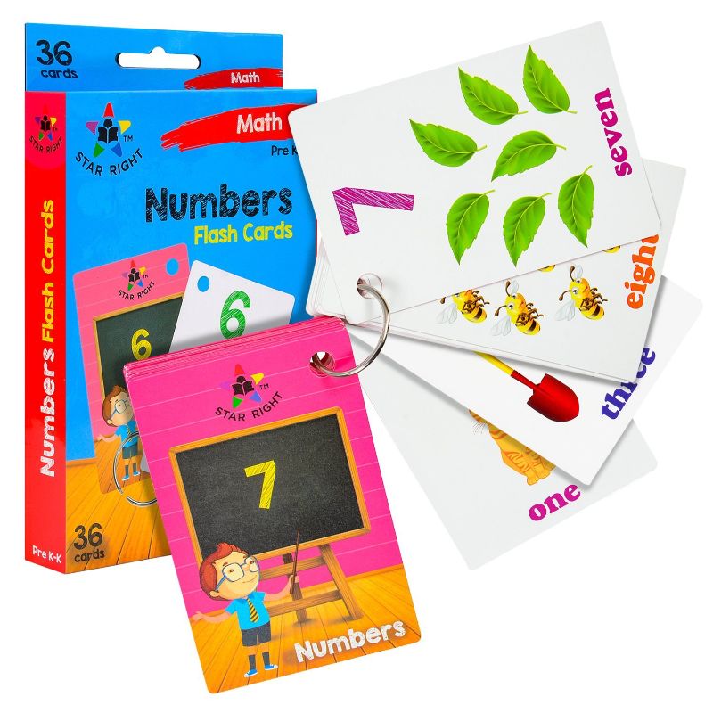 Photo 1 of 4PK--Star Right Numbers Flash Cards Matching Art, 36 Cards 1 Ring Ages Pre-K & K