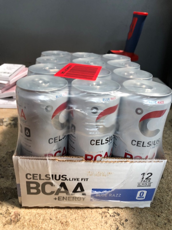 Photo 2 of *EXPIRED  (05/2023) CELSIUS BCAA +Energy Post-Workout Recovery & Hydration Drink 12 Fl Oz, Sparkling Blue Razz (Pack of 12),12 Fl Oz (Pack of 12) Sparkling Blue Razz 12 Fl Oz (Pack of 12)