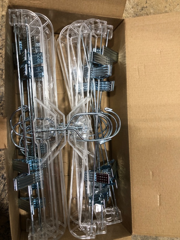Photo 1 of ABO Gear 12-Clear 12 Pack Slack Pant Shorts Skirt Hangers with Clips
