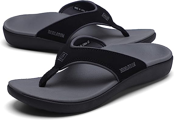 Photo 1 of BERLATIM Mens Orthotic Plantar Fasciitis Sport Flip Flops Comfort Casual Thong Sandals Outdoor Indoor
