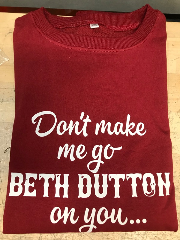 Photo 2 of Bengbobar Women's Beth Dutton Don't Make Me Go Letter Sweatshirts Causal Loose Jumpers Long Sleeves Crew Neck Pullover, Size 2XL