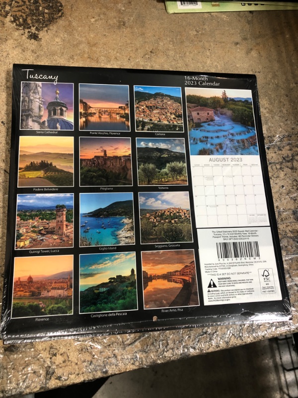 Photo 2 of 2023 Square Wall Calendar, Tuscany, 16-Month Passport Collection Theme with 180 Reminder Stickers (12x12 In)