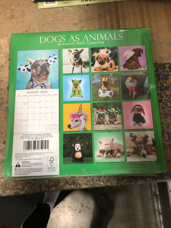 Photo 2 of 2023 Square Wall Calendar, Dogs as Animals , 16-Month Humor Theme with 180 Reminder Stickers (12 x 12 In)