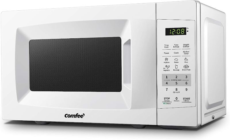 Photo 1 of ***TESTED/ POWERS ON***COMFEE' EM720CPL-PM Countertop Microwave Oven with Sound On/Off, ECO Mode and Easy One-Touch Buttons, 0.7 Cu Ft/700W, Pearl White