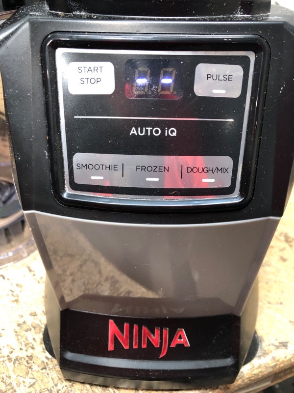 Photo 3 of ***TESTED/ POWERS ON***Ninja AMZ493BRN Compact Kitchen System, 1200W, 3 Functions for Smoothies, Dough & Frozen Drinks with Auto-IQ, 72-oz.* Blender Pitcher, 40-oz. Processor Bowl & 18-oz. Single-Serve Cup, Grey