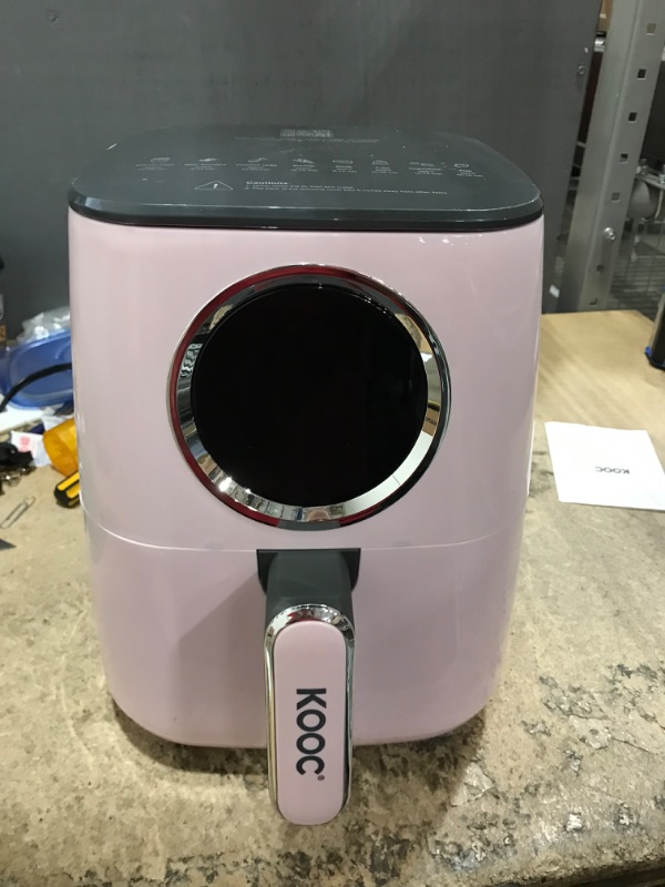 Photo 2 of [NEW] KOOC Large Air Fryer, 4.5-Quart Electric Hot Oven Cooker, Free Cheat Sheet for Quick Reference Guide, LED Touch Digital Screen, 8 in 1, Customized Temp/Time, Nonstick Basket, Pink 4.5 Quart Pink - Upgraded