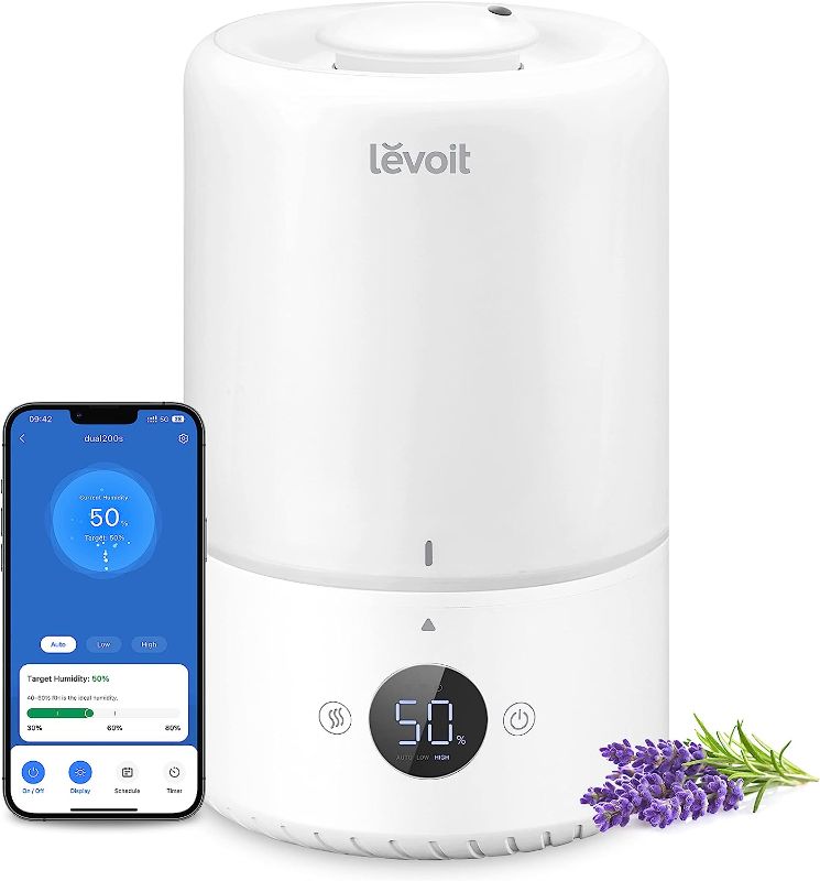 Photo 1 of 
LEVOIT Smart Cool Mist Top Fill Humidifiers for Bedroom with Sensor, Auto Humidity Setting , APP & Voice Control, Essential Oil Diffuser, Ultra Quiet...
Color:White