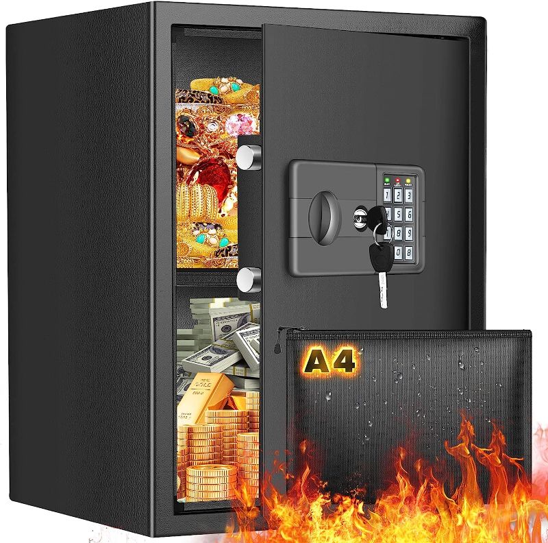 Photo 1 of 2.3 Cubic Large Fireproof Safe with Fireproof Document Bag, Anti-Theft Home Safe Fireproof Waterproof with Sensor Light & Smart Alarm, Security Safe Box...
Color:EC-2.3 Cubic