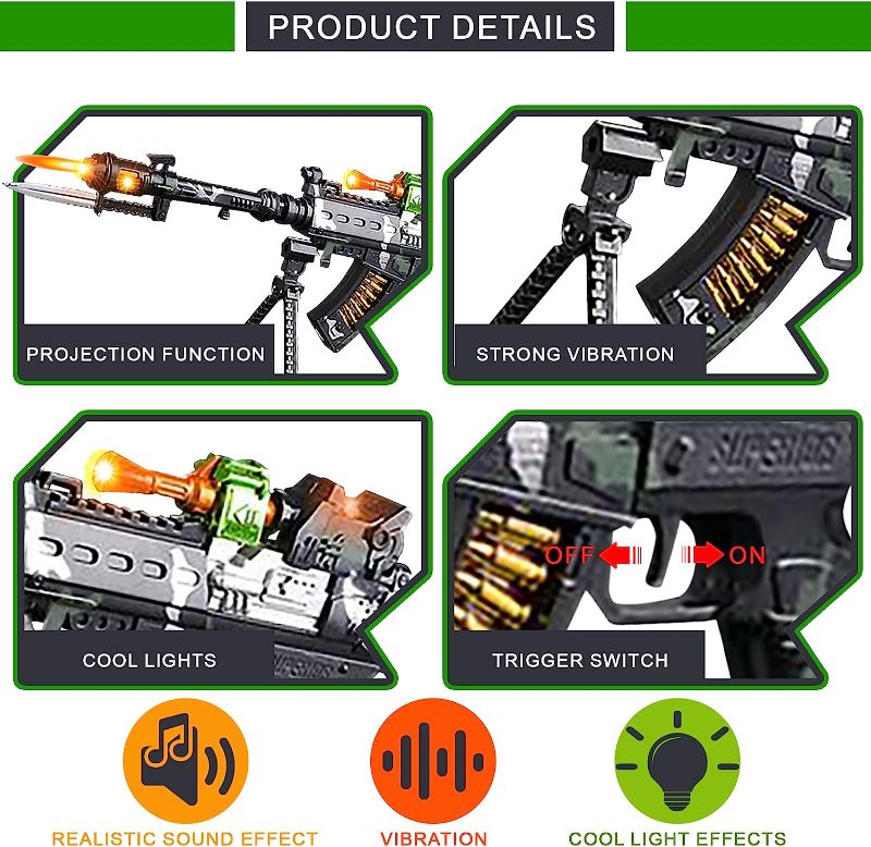 Photo 1 of ArtCreativity Special Forces Toy Machine Gun with LEDs, Sound & Bayonet | 22” Kids’ Light Up Military Assault Rifle | Cool Stand & Shoulder Strap | Batteries Included | Great Gift for Boys and Girls