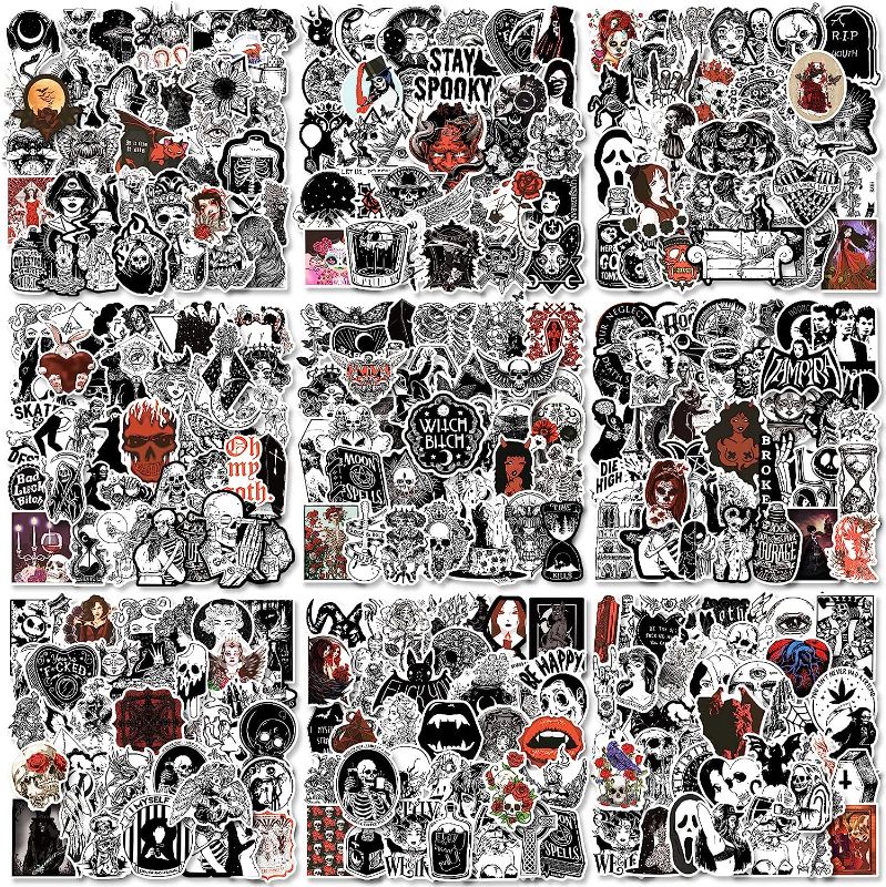 Photo 1 of 350 PCS Gothic Stickers Pack,Black White Skull Sticker for Adults Teens, Waterproof Vinyl Decals for Water Bottle Laptop Skateboard Motorcycle Guitar Notebook