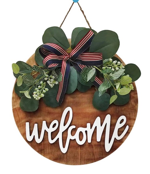 Photo 1 of 
XICHQMY Welcome Design Wooden Wreath Wall Decoration, Welcome Round Wooden Sign Hanging in Front of The Door, Seasonal Rural Home Wooden Decorations Hanging Outside