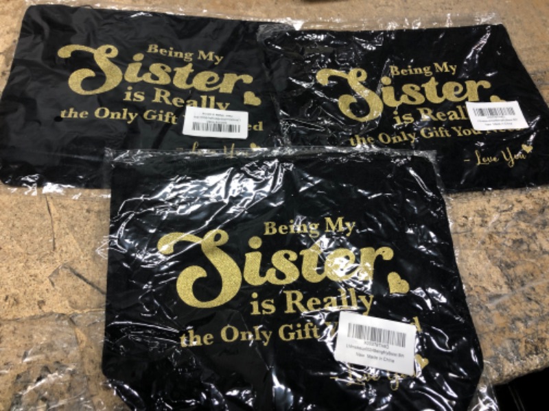 Photo 2 of  3 pack JIUWEIHU Gifts for Sister Funny Sister Gifts from Sisters Brother- Being My Sister Is Really The Only Gift You Need -Love You- Funny Sarcastic Makeup Bag Birthday Gifts from Sister…