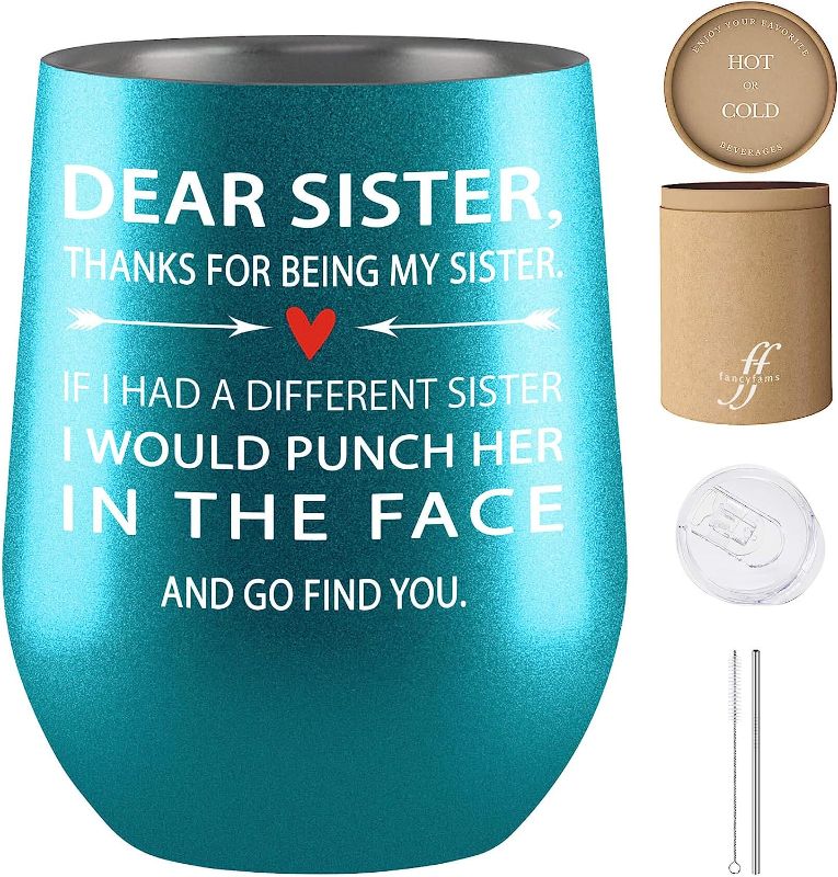 Photo 1 of 
Roll over image to zoom in







VIDEO
Fancyfams Sisters Gifts from Sister 12oz Tumbler, Birthday Gifts for Sister, Gifts for Sister from Brother - (Find You Sister - Turquoise)