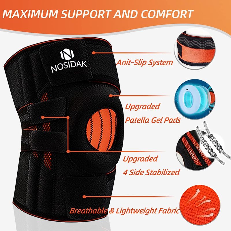 Photo 1 of 
NOSIDAK Knee Brace for Meniscus Tear, with Side Stabilizers & Upgraded Patella Gel Pad, Knee Pain Relief, Arthritis, ACL, MCL, LCL, PCL, Ligament Injury..