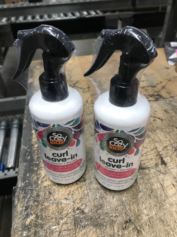 Photo 2 of 2 BOTTLES - SoCozy, Curl Spray LeaveIn Conditioner For Kids Hair Detangles and Restores Curls No Parabens Sulfates Synthetic Colors or Dyes, Jojoba Oil,Olive Oil & Vitamin B5, Sweet-Pea, 8 Fl Oz 8 Fl Oz (Pack of 1)