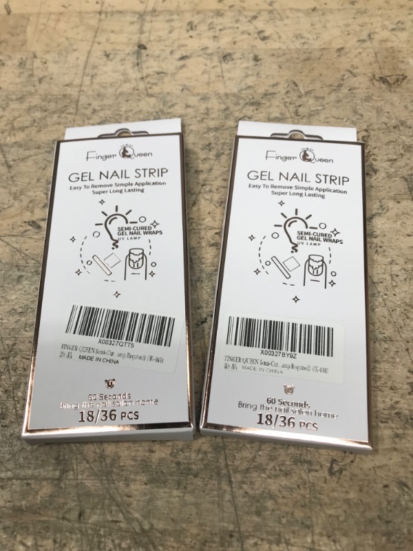 Photo 1 of 2 SETS - Finger Queen Semi Cured Gel Nail Strips, 36pcs Nail Gel Polish Strips with Tools Nail Stickers Waterproof Nail Art Wraps Long-Lasting UV LED Lamp Cured Purple (JK-065)