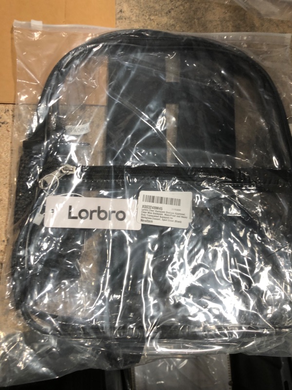 Photo 1 of Lorbro Clear Backpack Stadium Approved, Clear Mini Backpack, WaterProof and Heavy Duty Transparent Backpack for Workplace,Concert, Sport Event (Black) Medium