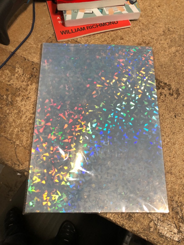 Photo 4 of 25 Pcs Printable Holographic Sticker Paper for Your Ink Jet Printer 8.3 x 11.8 Inches Dries Quickly Waterproof Sticker Paper Rainbow Vinyl Sticker Paper Laser Vinyl