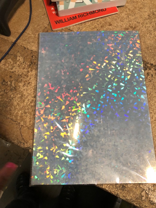 Photo 3 of 25 Pcs Printable Holographic Sticker Paper for Your Ink Jet Printer 8.3 x 11.8 Inches Dries Quickly Waterproof Sticker Paper Rainbow Vinyl Sticker Paper Laser Vinyl