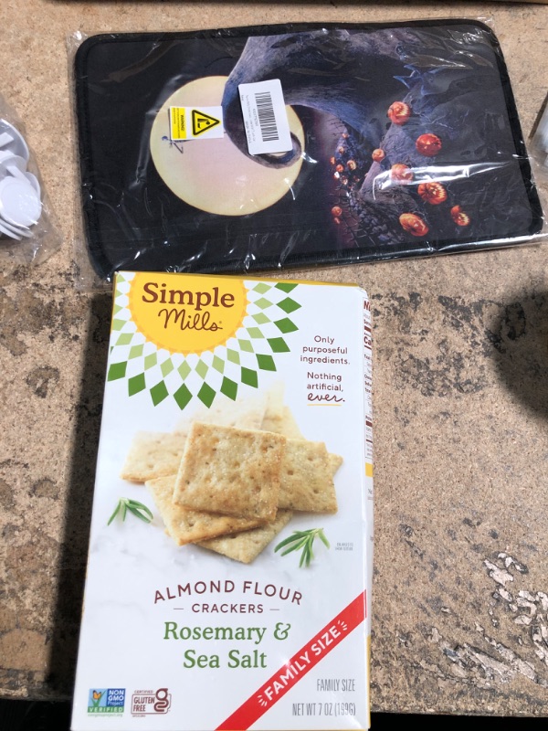 Photo 1 of Simple Mills Almond Flour Crackers, Family Size, Rosemary & Sea Salt - Gluten Free, Vegan, Healthy Snacks, 7 Ounce (Pack of 1) Rosemary & Sea Salt 7 Ounce (Pack of 1) PACK WITH MOUSE PAD 