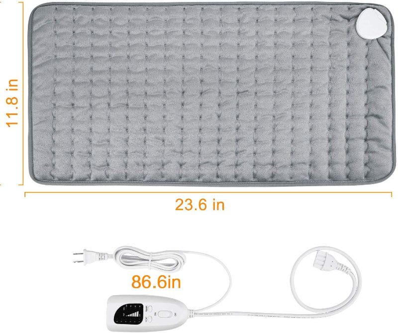 Photo 1 of Heating Pad - Electric Heating Pads - Hot Heated Pad for Back Pain Muscle Pain Relieve - Dry & Moist Heat Option - Auto Shut Off Function (Light Gray, 12''×24'')
