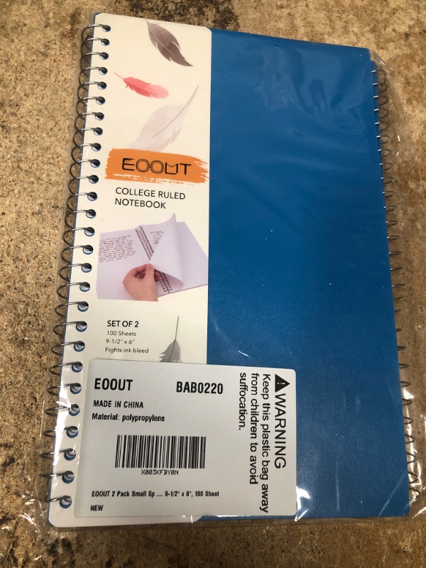 Photo 2 of EOOUT 2 Pack Small Spiral Notebook, 2-Subject Notebook, Plastic Cover Lined Spiral College Ruled Notebooks 9-1/2" x 6", 100 Sheets