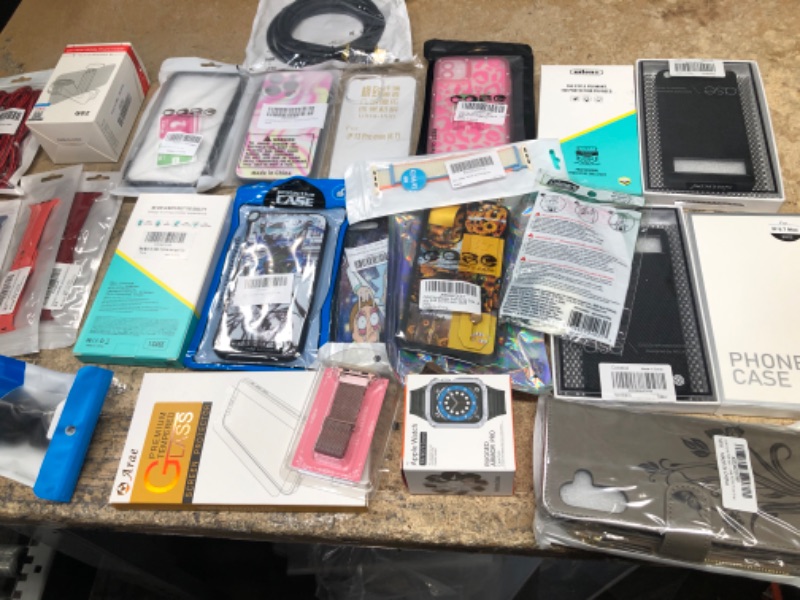 Photo 1 of MISCELLANEOUS BUNDLE OF ASSORTED WATCH BANDS, PHONE CASES AND OTHER CONSUMER 
ELECTRICAL GOODS