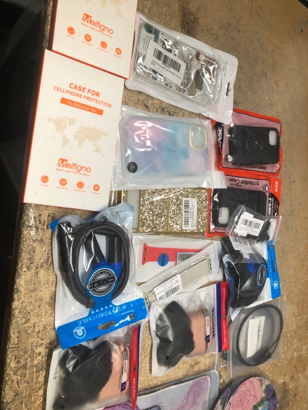 Photo 1 of MISCELLANEOUS BUNDLE OF ASSORTED PHONE CASES, WATCH BANDS, AIRPOD CASES AND OTHER ELECTRICAL GOODS