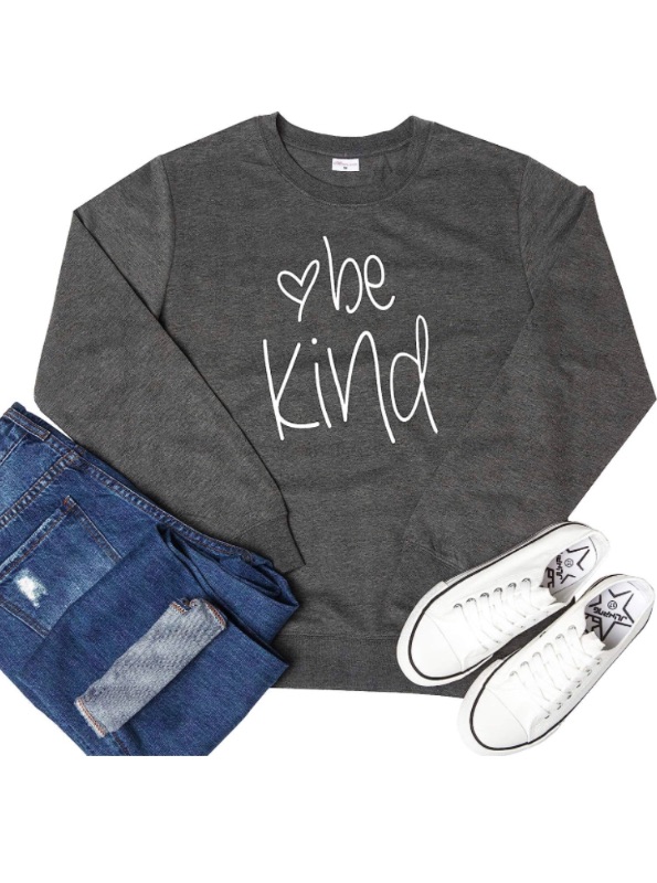 Photo 1 of *SHIERT ONLY* Women Be Kind Sweatshirt Cute Graphic Tees Blessed Shirt Inspirational Long Sleeve Tops Blouse Pullover