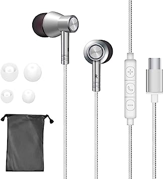 Photo 1 of USB C Headphones, Earbuds Wired Earphone for Android in Ear USB Type C Headphone HiFi Stereo USB C Earphones for Smartphones, Tablets,Laptop, iPad(Length4.9ft,White)(2pack)