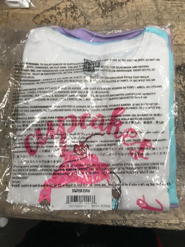 Photo 2 of Amazon Essentials Girls and Toddlers' Short-Sleeve T-Shirt Tops (Previously Spotted Zebra), Multipacks 4 Purple/Blue/White, Cupcake/Unicorn Small