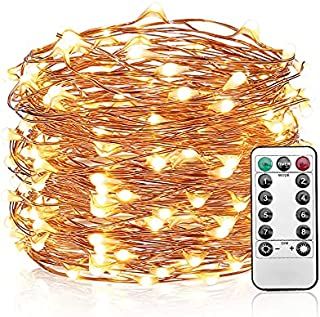 Photo 1 of Mikasol Fairy String Lights, 2 Packs Led Fairy Lights Battery Operated Waterproof Copper Wire with Remote Control Fairy Lights for Bedroom. Firefly Lights Christmas Lights 8 Modes (16.4 ft/Cool White)(3pack)