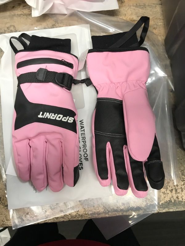 Photo 1 of -10? Winter Gloves for Men Women, 3M Insulated Waterproof Windproof Ski Gloves, Warm Snow Gloves with Zipper Pockets & Touchscreen Fingers, 5-Layer Thermal Cold Weather Gloves for Skiing Snowboarding pink (M)
