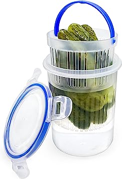 Photo 1 of  Pickle Jar 24 oz pickle container with strainer Pickle Holder Keeper Lifter, pickle storage contain (2pack)
