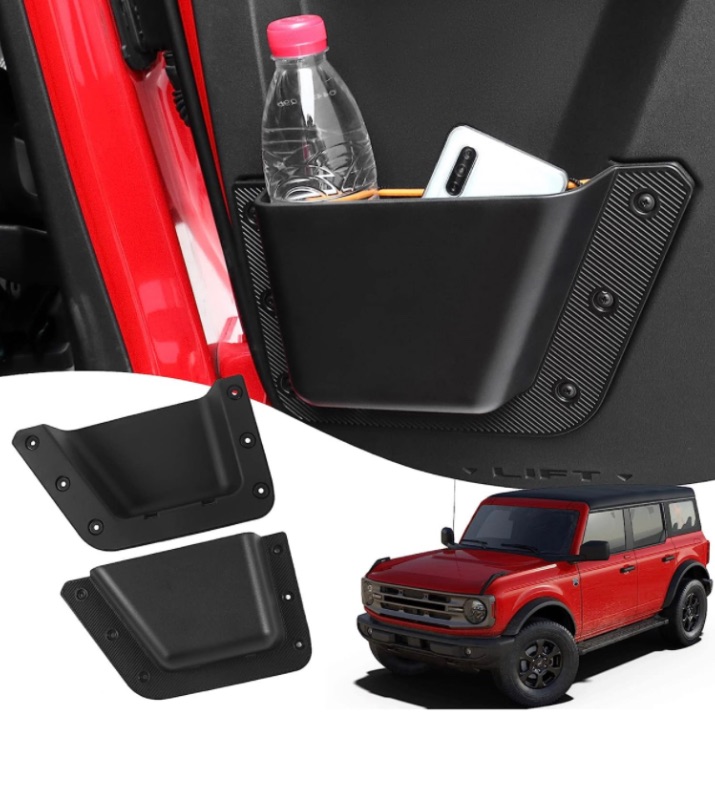 Photo 1 of DKMGHT Rear Door Storage Box for 2021 2022 4 Door Ford Bronco Accessories Door Side Organizer Box Interior Storage Pockets 2Pcs (Classic)
