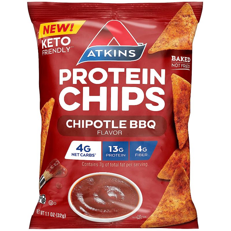 Photo 1 of  Expire 5/24/23 Atkins Protein Chips, Chipotle BBQ, Keto Friendly, Baked Not Fried, 12 Count
