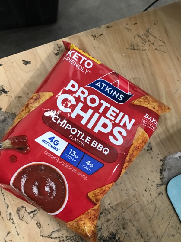 Photo 3 of  Expire 5/24/23 Atkins Protein Chips, Chipotle BBQ, Keto Friendly, Baked Not Fried, 12 Count
