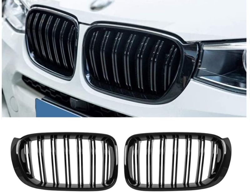 Photo 1 of DSISIMO Front Center Grille Glossy Black And Chrome Finish Diamond Star-shaped Replacement Conversion Grill Front Bumper Kidney Mesh Grille Grill Compatible With For X3 F25 X4 F26 2014-2017