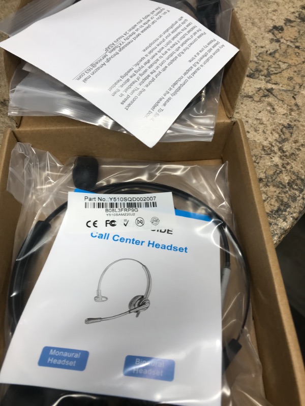 Photo 3 of Telephone Headset w/ RJ9 Quick Disconnect Cable for Cisco Plantronics Avaya Siemens Nortel Panasonic IP Phone Deskphone Landline Phone for Call Center Office with 3.5mm Audio Jack for Cell Phone & PC 510S Single Ear