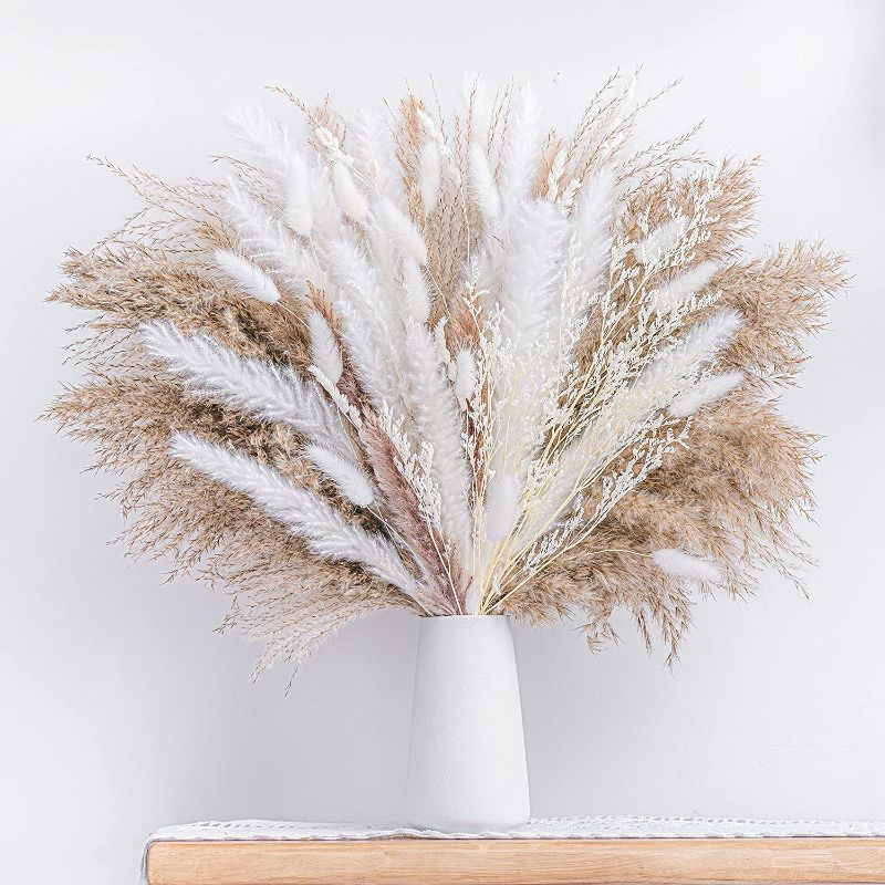 Photo 1 of 
86PCS Natural Dried Pampas Grass Bouquet,Boho Home Decor Bouquet, Phragmites Dried Flowers,Bouquet for Wedding Floral Arrangements Home Decorations