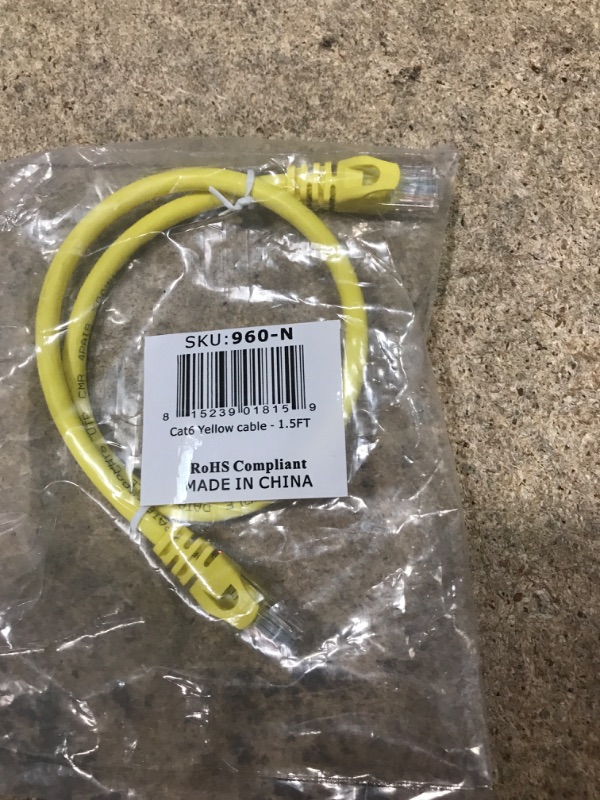 Photo 2 of Cmple Cat6 Ethernet Cable 10Gbps - Computer Networking Cord with Gold-Plated RJ45 Connectors, 550MHz Cat6 Network Ethernet LAN Cable Supports Cat6, Cat5e, Cat5 Standards - 1.5 Feet Yellow Yellow 1.5FT